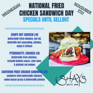 National Fried Chicken Day Specials at Shays Bar & Grill @ Shay's Bar & Grill | Portland | Maine | United States