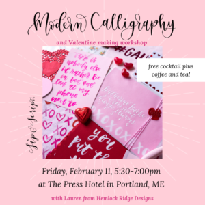 Calligraphy and Valentine Making at The Press Hotel at The Press Hotel @ The Press Hotel | Portland | Maine | United States