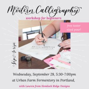 Calligraphy and Kombucha at Urban Farm Fermentory @ Urban Farm Fermentory | Portland | Maine | United States