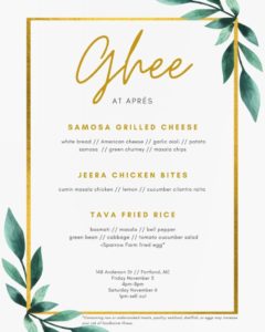 Ghee Indian Fusion Pop-Up @ Apres Cider | Portland | Maine | United States