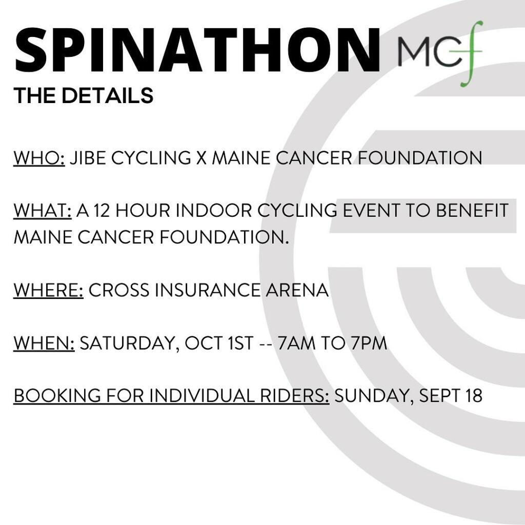 Spinathon with Jibe Cycling Studio x Maine Cancer Foundation