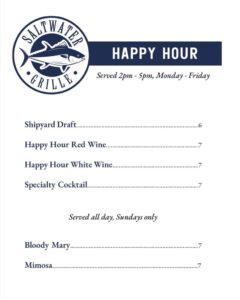 Sunday Happy Hour at Saltwater Grille @ Saltwater Grille | South Portland | Maine | United States
