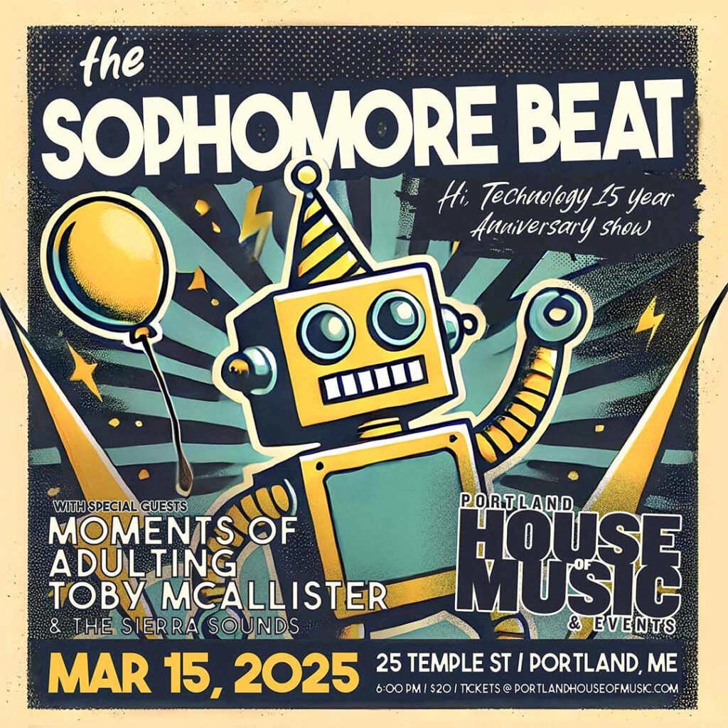 The Sophomore Beat - Hi, Technology 15 Year Anniversary Show w/ Moments of Adulting, and Toby McCallister & The Sierra Sounds @ Portland House Of Music and Events (HOME) | Portland | Maine | United States